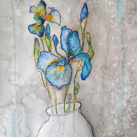 Irises in a Vase