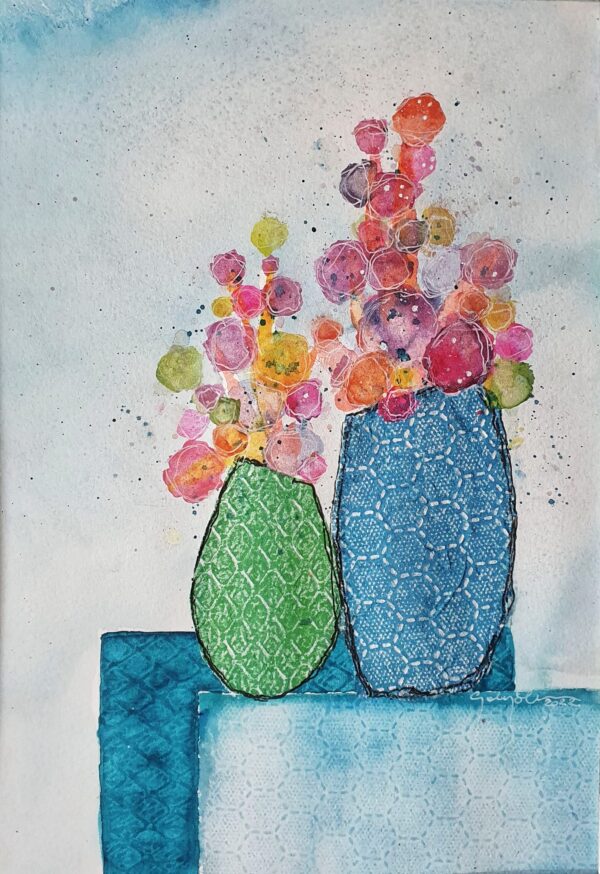 Club Med Vases - Modern Abstract Handmade Original Painting